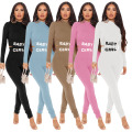 High Neck Women Bodycon Letter Printing Jogger 2 Piece Set Sweatsuit Tracksuits for Women